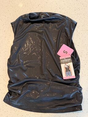 Express Black Metallic Mock Neck Tank Top S